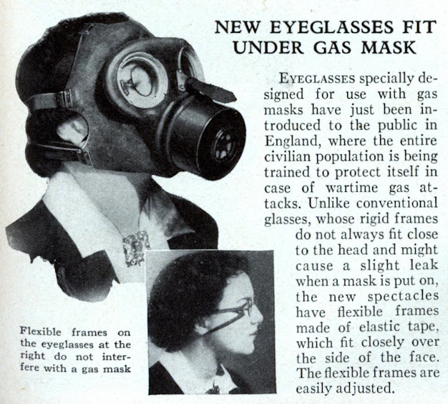 New Eyeglasses Fit Under Gas Mask, 1937 Vintage News Daily