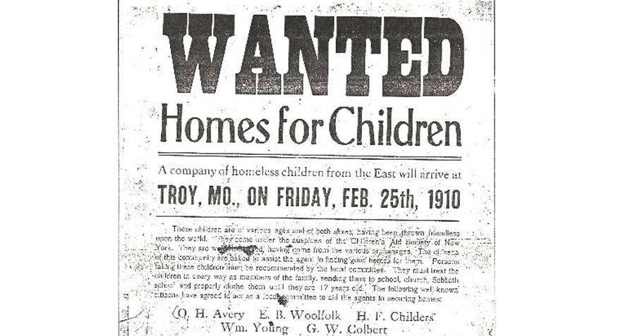 Orphan Train Wanted Ad For Families